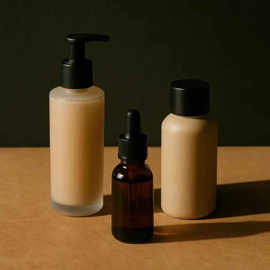 AuraSkin skincare products arranged in a simple still life